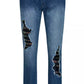 Chic High-Waisted Distressed Sequined Jeans
