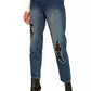 Chic High-Waisted Distressed Sequined Jeans