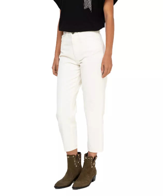 Chic White Cotton Regular Fit Jeans