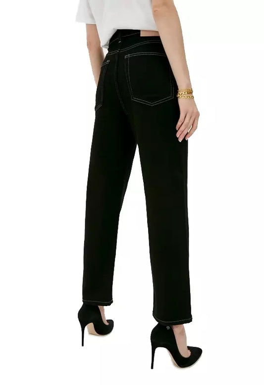 Elegant Black Cotton Blend Jeans