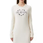Chic White Cotton Blend Dress with Logo Accent