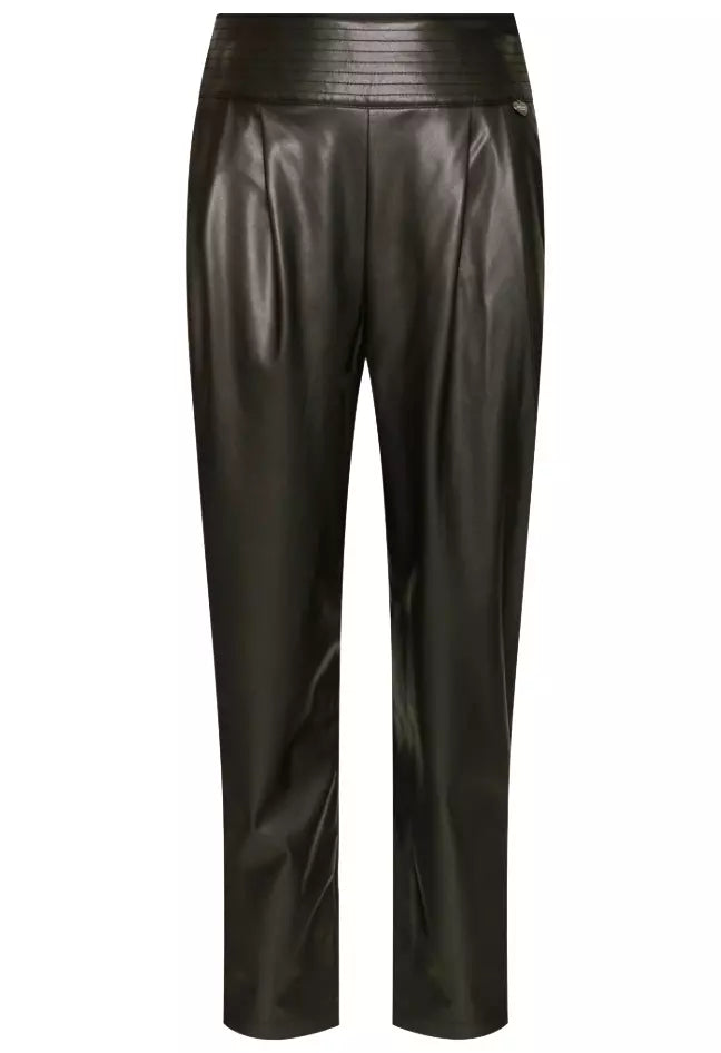 Chic Eco-Leather Trousers with Side Zip