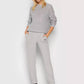 Chic Gray Ribbed Wool-Cashmere Blend Pants
