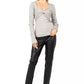 Elegant V-neck Crossover Sweater in Gray