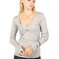 Elegant V-neck Crossover Sweater in Gray