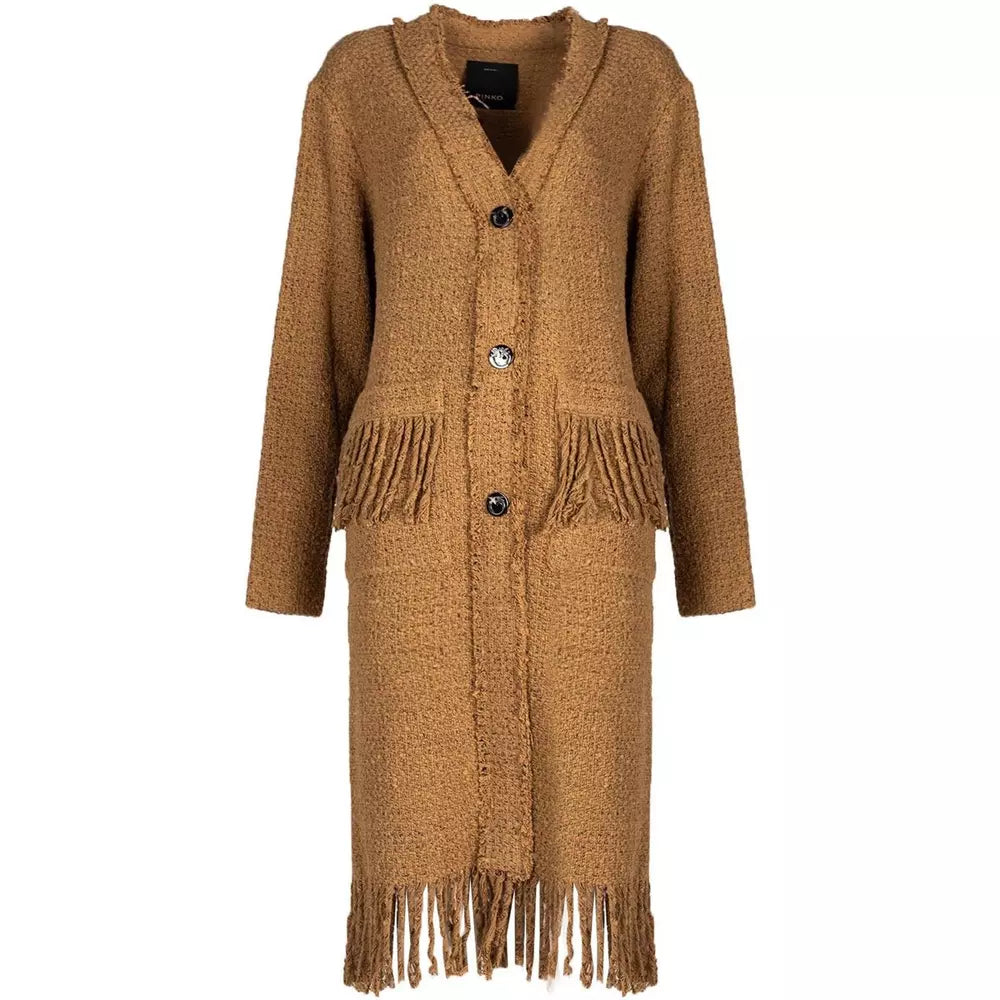 Chic Cotton Tweed Fringe Coat