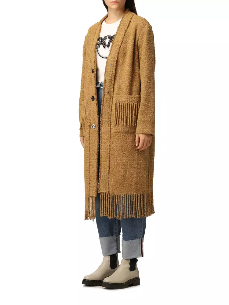 Chic Cotton Tweed Fringe Coat