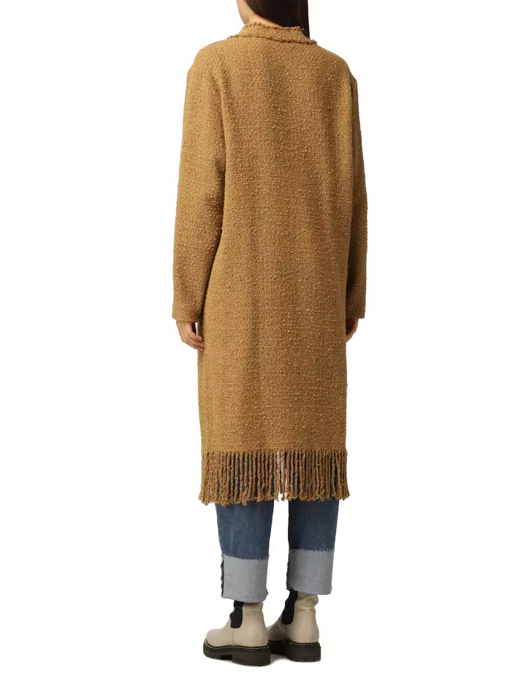 Chic Cotton Tweed Fringe Coat