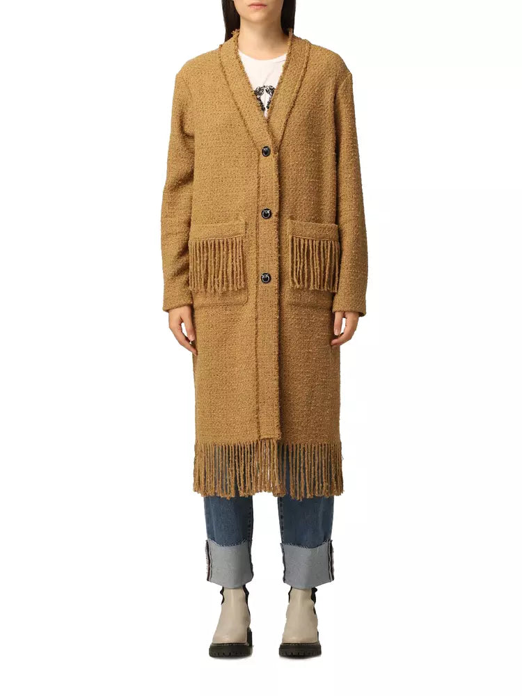 Chic Cotton Tweed Fringe Coat