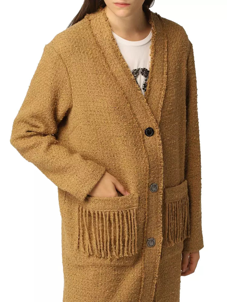 Chic Cotton Tweed Fringe Coat