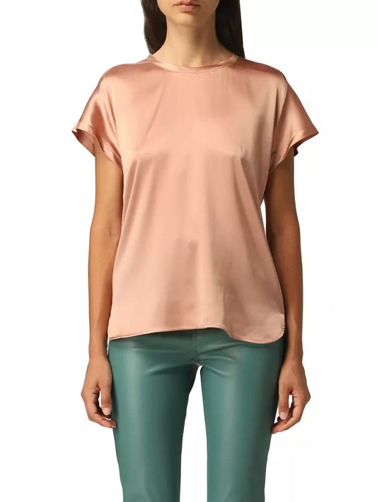 Elegant Short Sleeve Stretch Silk Blouse