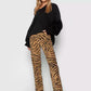 Chic Leopard Texture Cotton Pants
