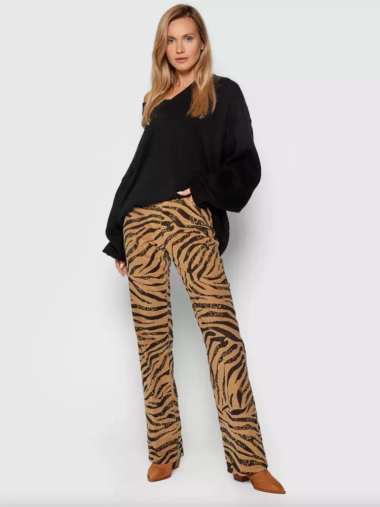 Chic Leopard Texture Cotton Pants