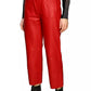 Elegant Red Lambskin Trousers with Elastic Waist