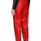 Elegant Red Lambskin Trousers with Elastic Waist