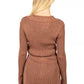 Chic Pink Ribbed V-Neck Lurex Sweater