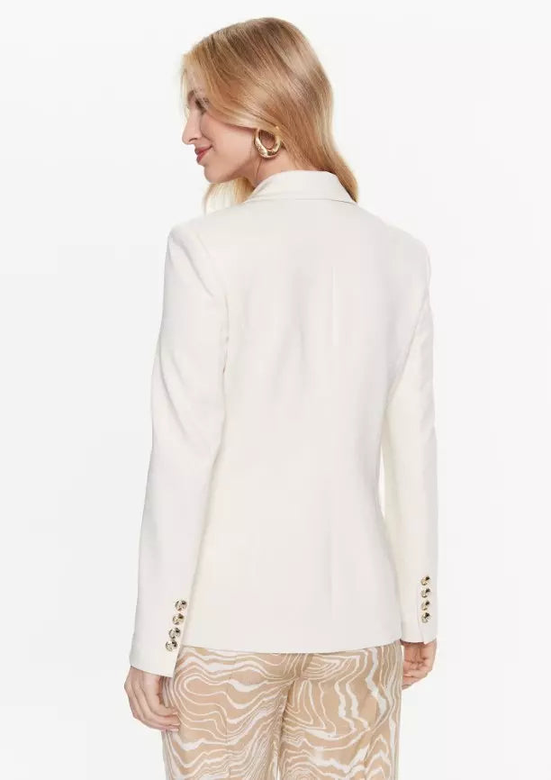 Elegant White One-Button Blazer Jacket