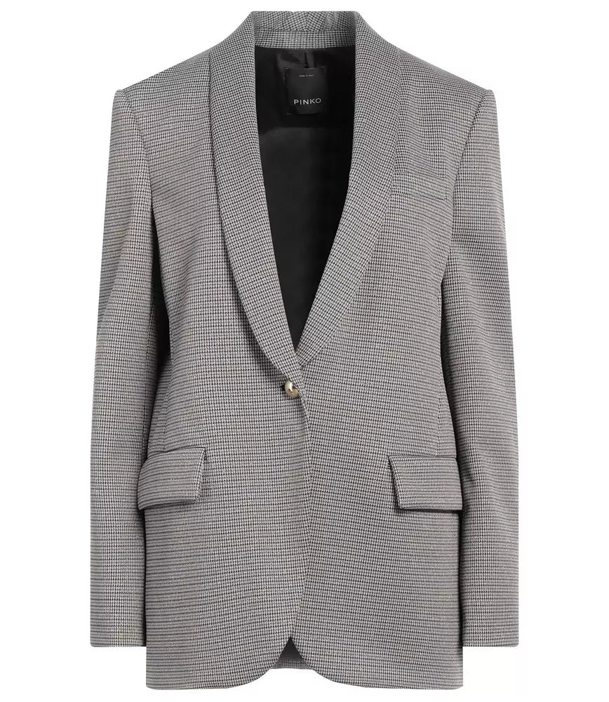 Chic Houndstooth Blazer with Metallic Accents