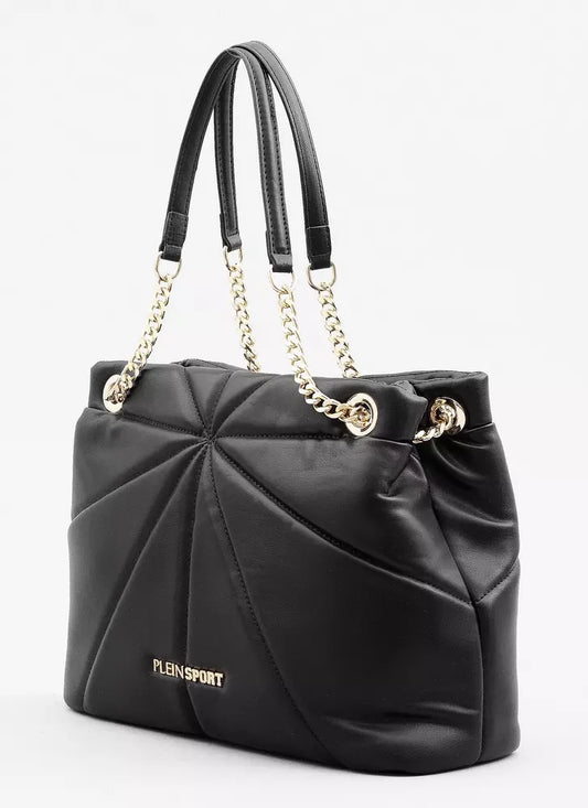 Elegant Faux Leather Tote with Gold Chain Accent