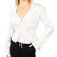 Hammered Satin V-Neck Blouse