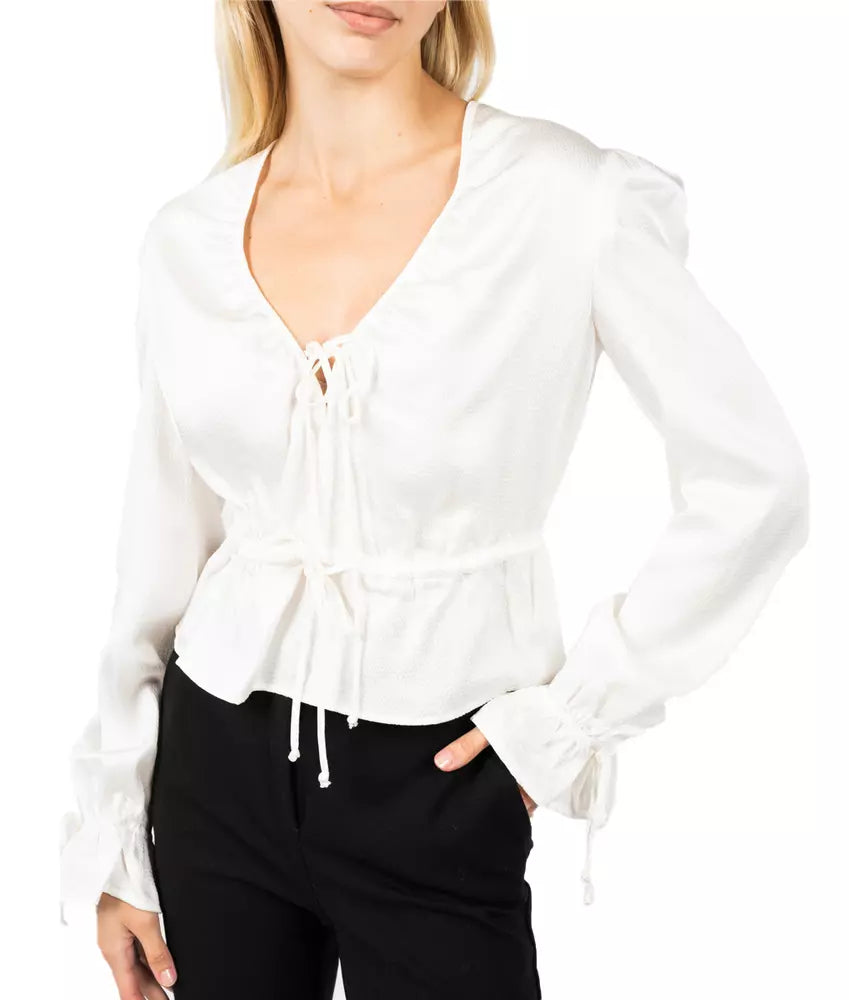 Hammered Satin V-Neck Blouse