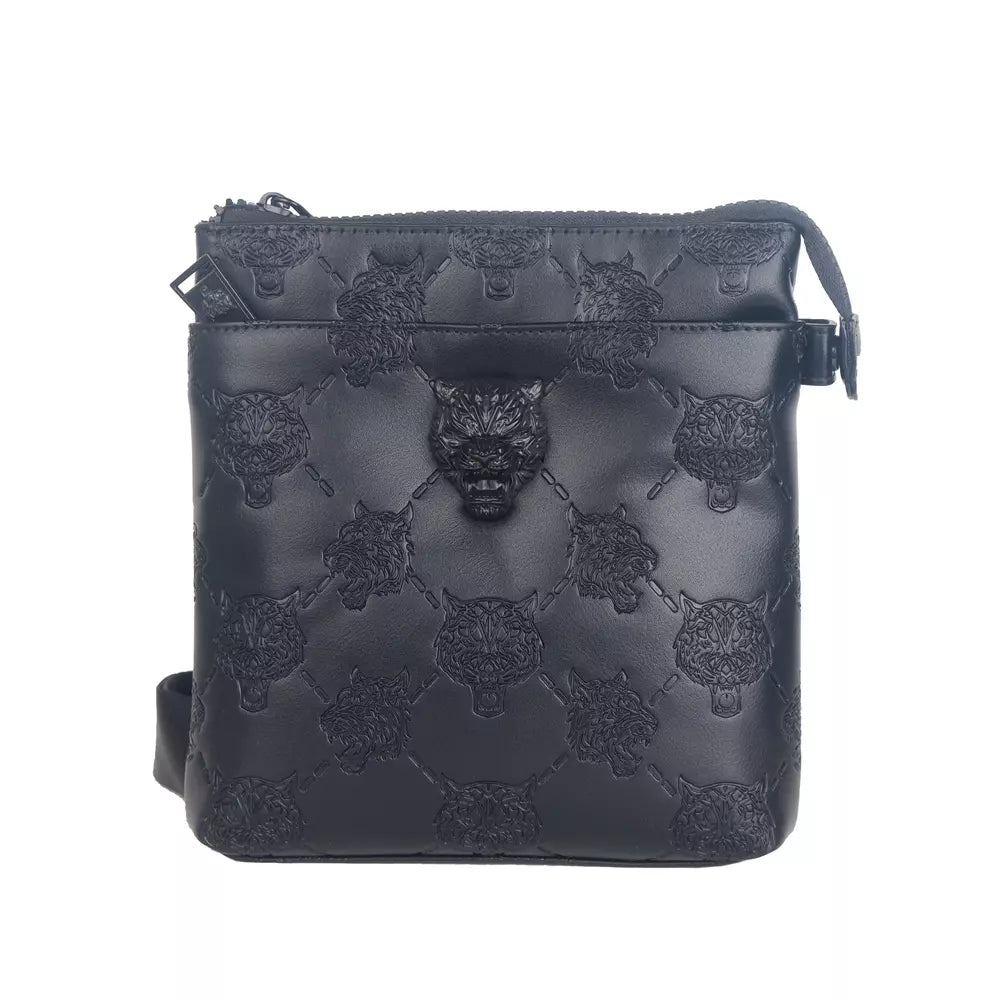 Sleek Faux Leather Sport Messenger with Tiger Emblem