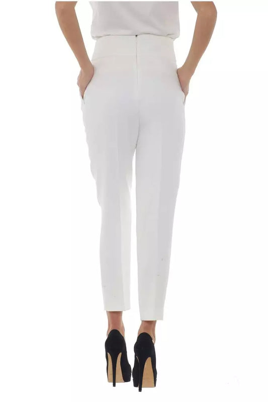 Elegant White Trousers with Sleek Fit