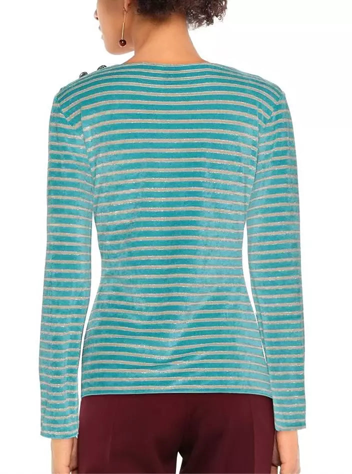 Chic Green Striped Jersey Sweater