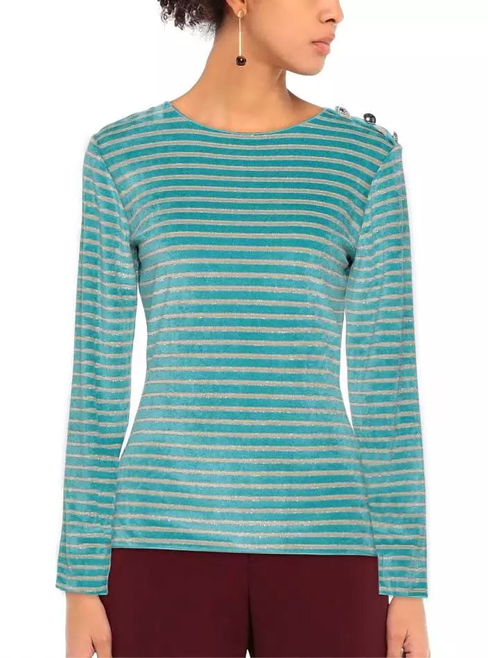 Chic Green Striped Jersey Sweater