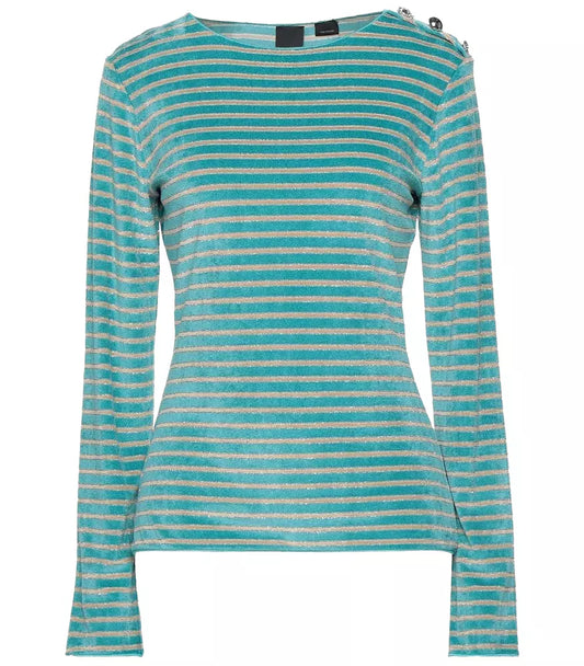 Chic Green Striped Jersey Sweater