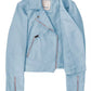 Chic Light Blue Lambskin Biker Jacket