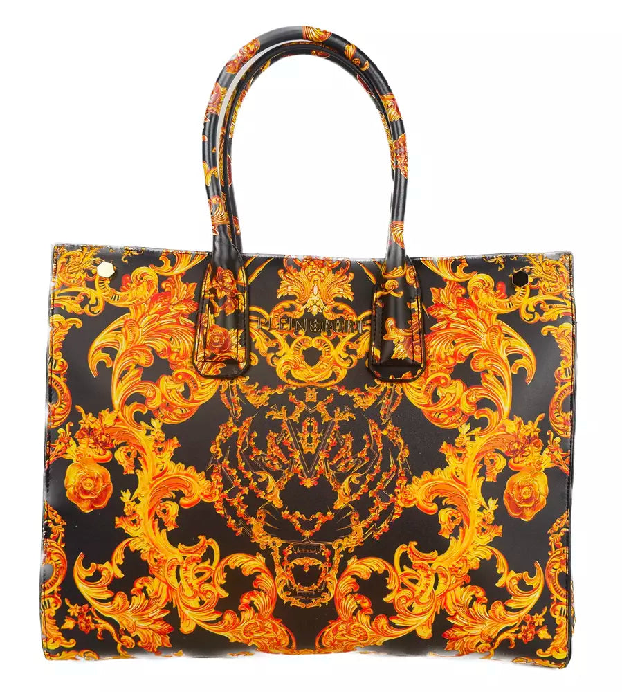 Elegant Black Shopper with Golden Accents