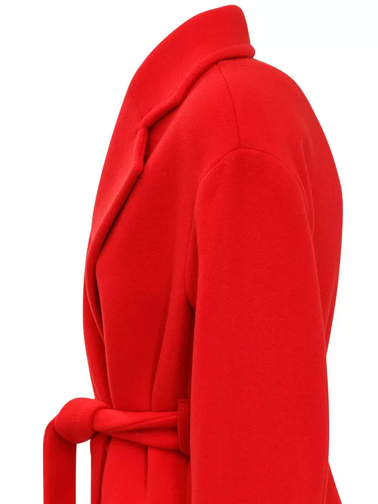 Chic Double-Breasted Red Velor Coat