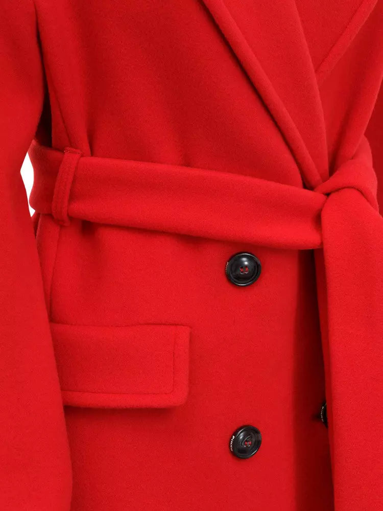 Chic Double-Breasted Red Velor Coat