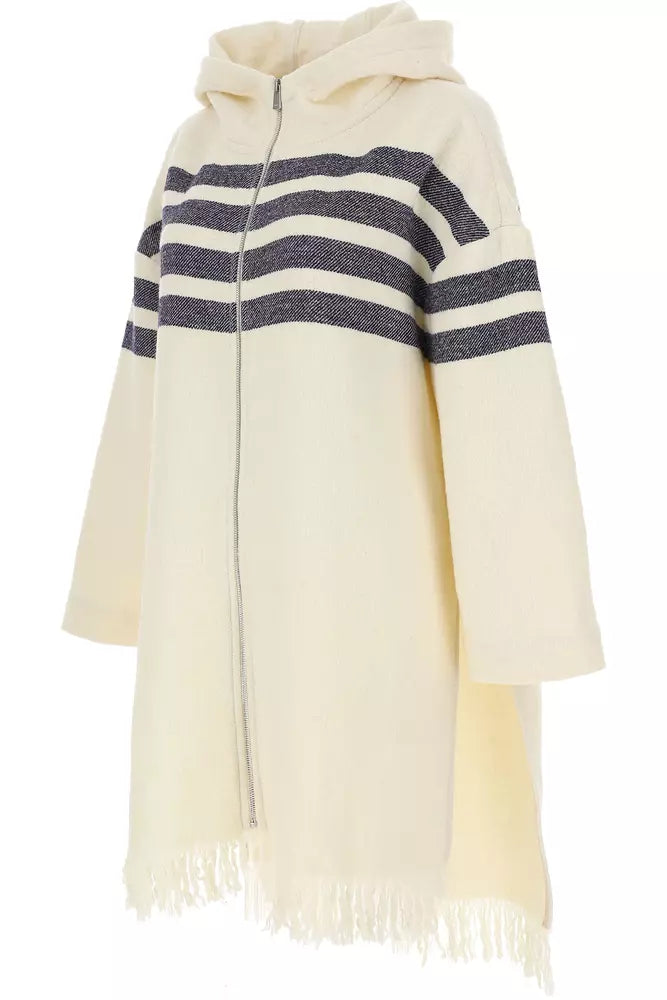 Elegant Striped Wool Blend Coat