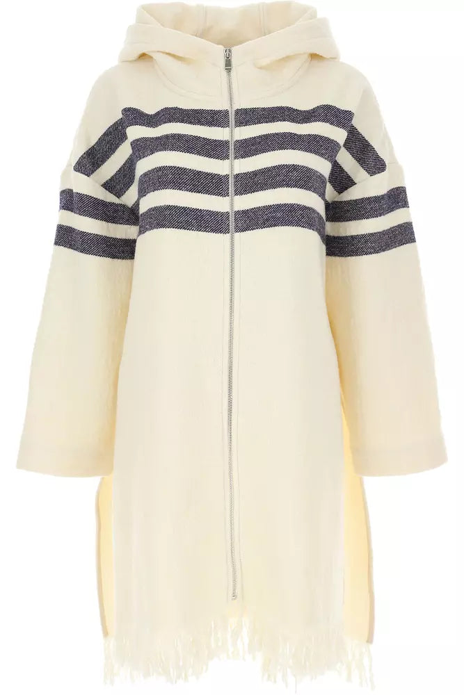 Elegant Striped Wool Blend Coat