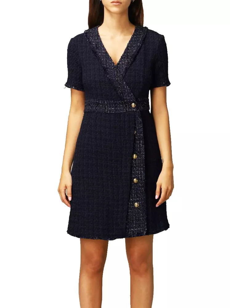 Elegant Tweed-Textured V-Neck Rinaldo Dress