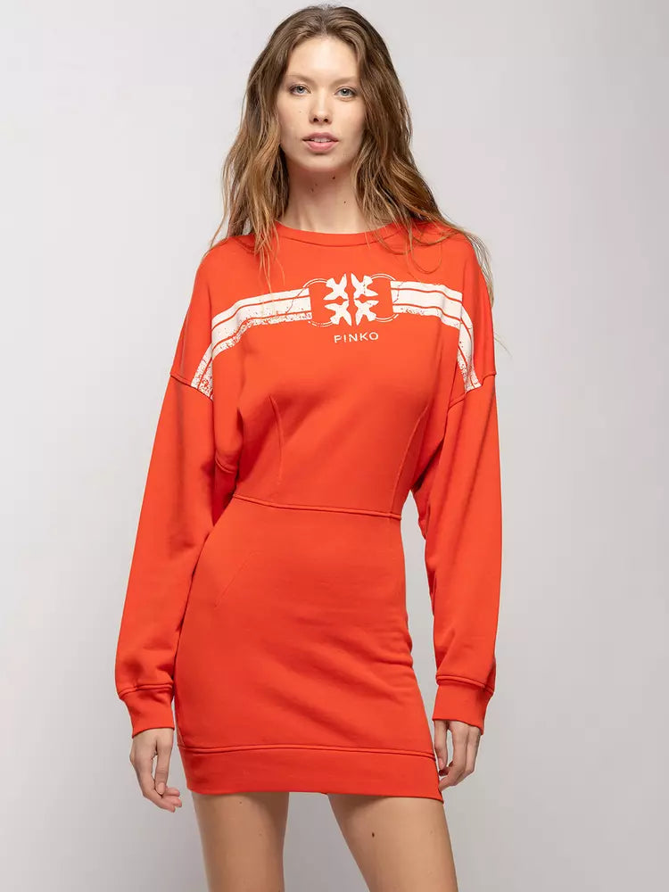 Chic Red Logo Sweatshirt Dress