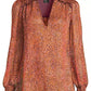 Spotted Print Metallic Thread Crepe Blouse