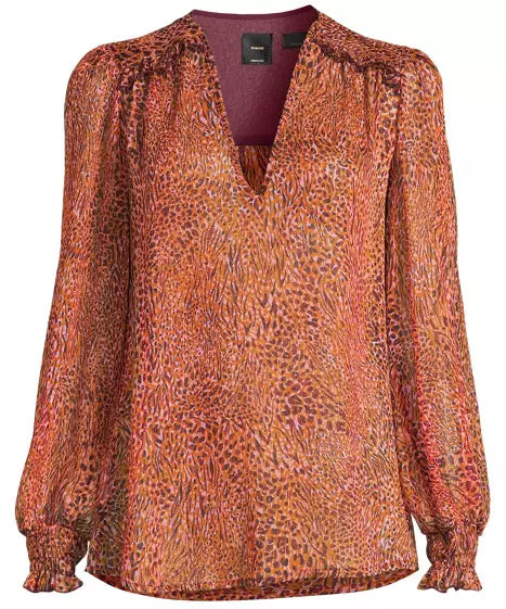 Spotted Print Metallic Thread Crepe Blouse