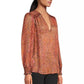 Spotted Print Metallic Thread Crepe Blouse