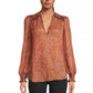 Spotted Print Metallic Thread Crepe Blouse