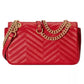 Elegant Red Matelassé Leather Shoulder Bag