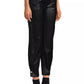 Chic Eco-Leather Medusa Trousers with Ankle Snaps