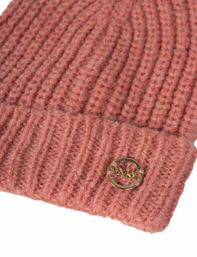 Chic Pink Melange Ribbed Beanie