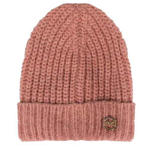 Chic Pink Melange Ribbed Beanie