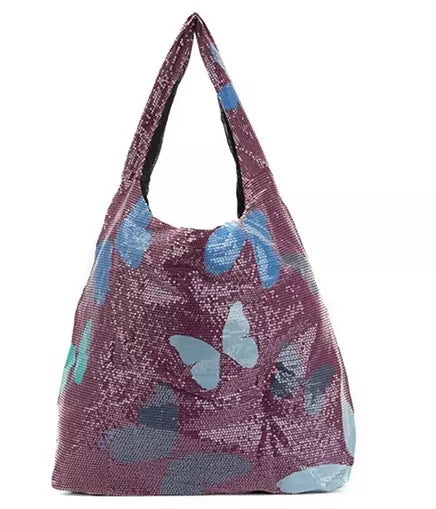 Sequin Butterfly Shopper Tote Bag