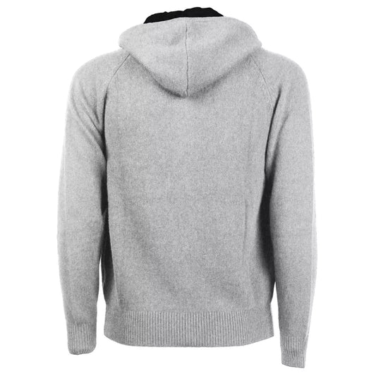 Elegant Wool Blend Zip Hoodie in Gray