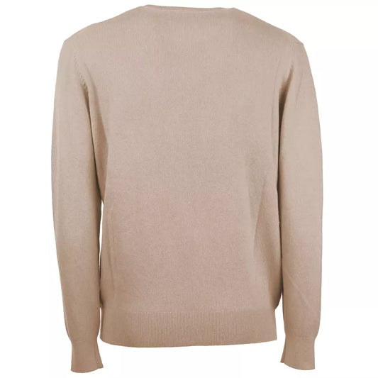 Elegant Beige Wool-Cashmere Men's Sweater