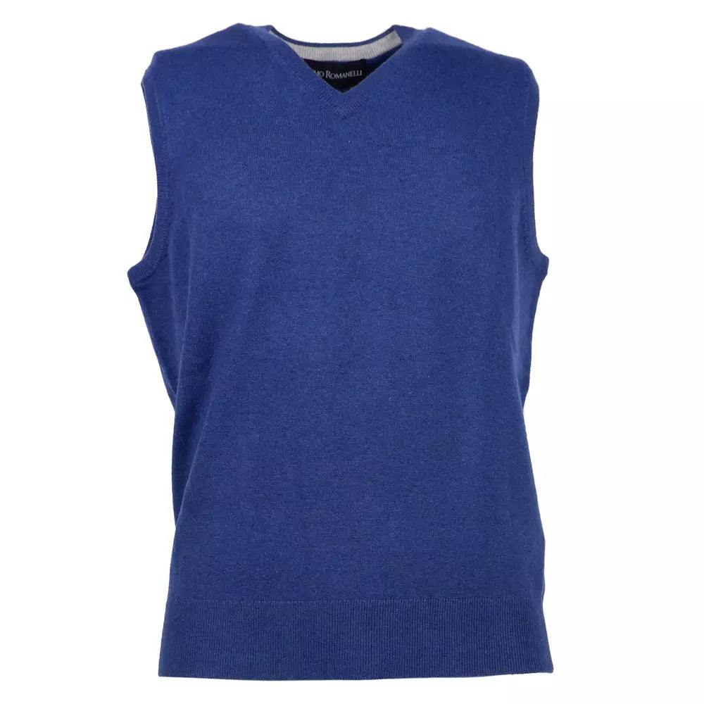 Sleek V-Neck Wool-Cashmere Sleeveless Vest